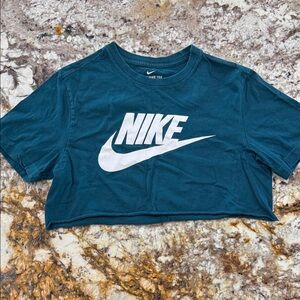 Nike Blue Crop Tee with White Logo